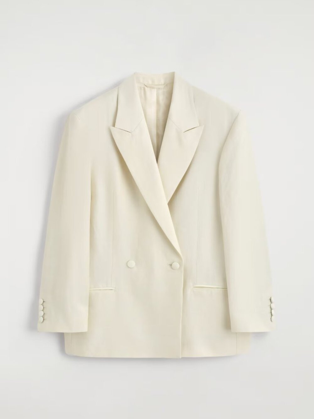 NWT COS OVERSIZED LINEN-BLEND TUXEDO BLAZER - ECRU